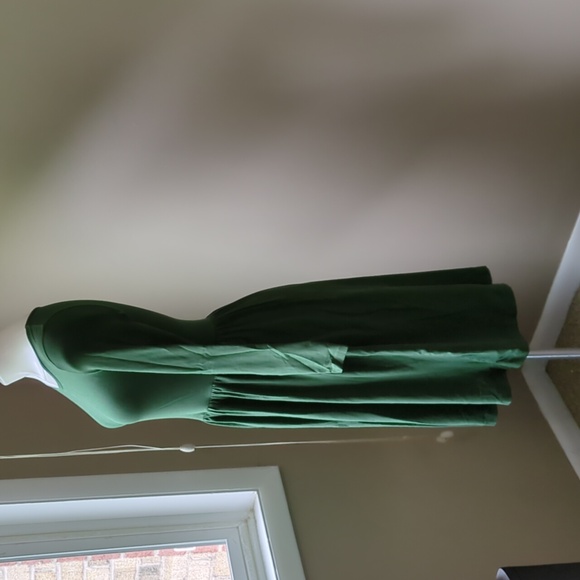 Asos modest long sleeve green midi dress with elastic waist size 6 - Picture 4 of 7